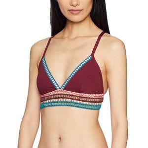 La Blanca Running Stitch Swim Bikini Top SZ 14 Burgundy